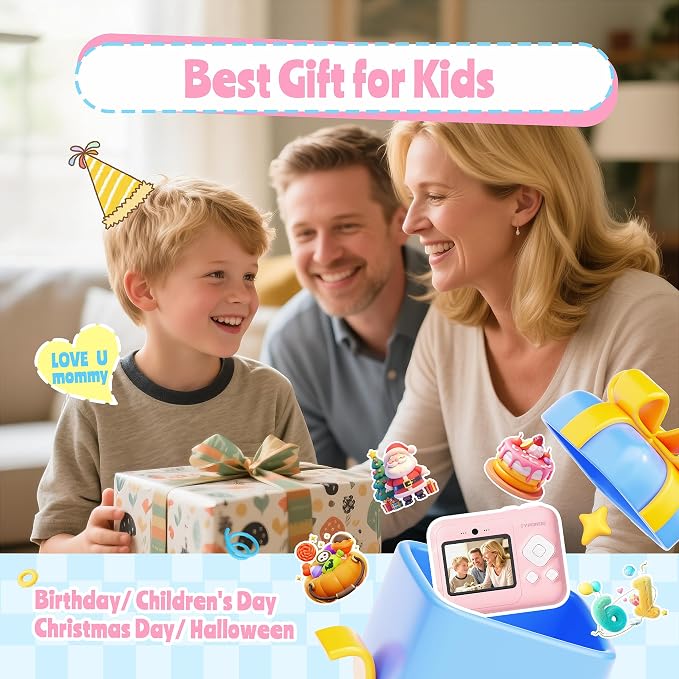 Instant Print Camera for Kids, Christmas Birthday Gifts for Girls Boys Age 3-12