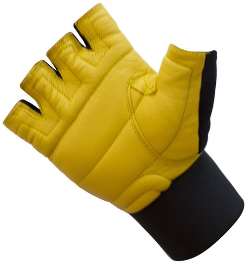 Nibra Gym Wear USA Gym Gloves Beige/Black with 12 inch Wrist Support for Man & Women, Padded Workout CrossFit, Weightlifting,Biking. (Small)