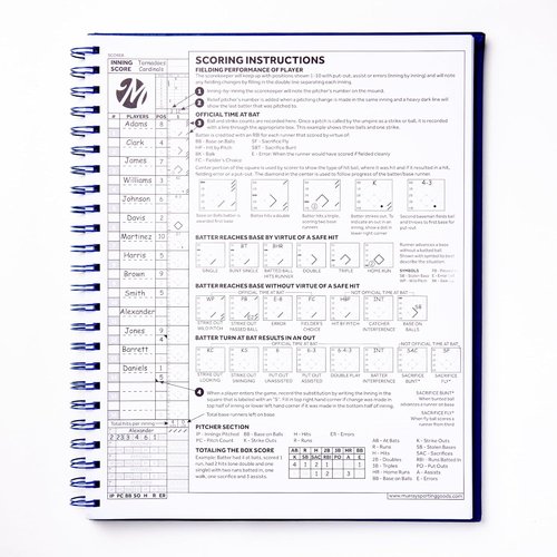 Murray Sporting Goods Premium Baseball Scorebook - 60 Games | Stats Tracker for Adult & Youth Softball