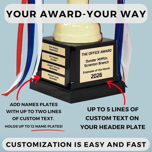 Alpha Awards Large Gold Trophy Cup - Custom Engraved Name Plates | 15.75 Inch Tall for Sports & Tournaments