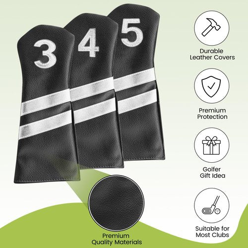 All Teed Up Premium Golf Club Covers - Hybrids (3,4,5) - Black