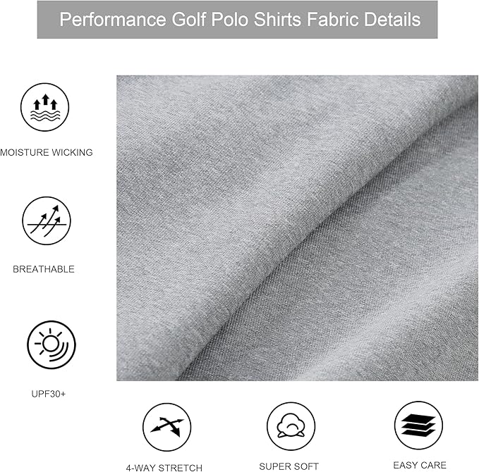 Alex Vando Mens Golf Shirt Moisture Wicking Quick-Dry Short Sleeve Casual Polo Shirts for Men