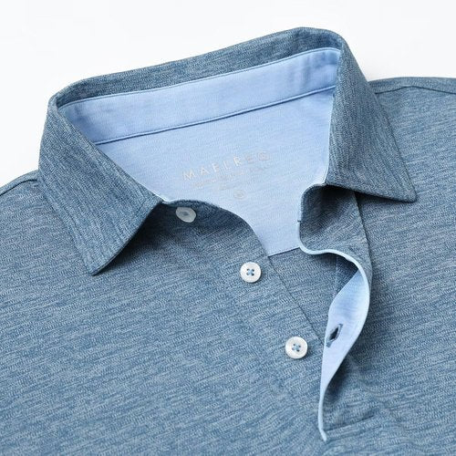 M MAELREG Golf Shirts for Men - Short Sleeve Moisture-Wicking Striped Polo | Casual Performance Fit
