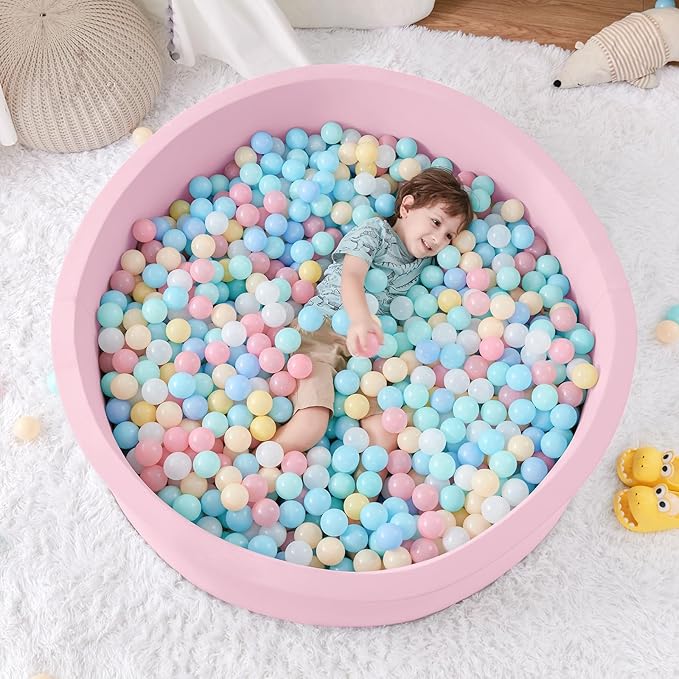 47.2"x 13.8" Foam Ball Pit, Large Ball Pits for Toddlers, Soft Round Playpen Ball Pool for Kids, Ideal Gift for Child Indoor and Outdoor Game, Pink(Balls not Included)