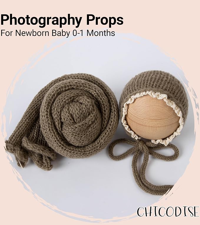 Newborn Photography Props Wraps & Ruffle Edge Bonnet