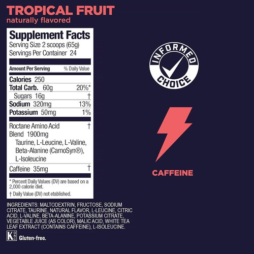 GU Energy Roctane Ultra Endurance Drink Mix - Vegan, Gluten-Free, 35mg Caffeine, Tropical Fruit, 3.44 lb