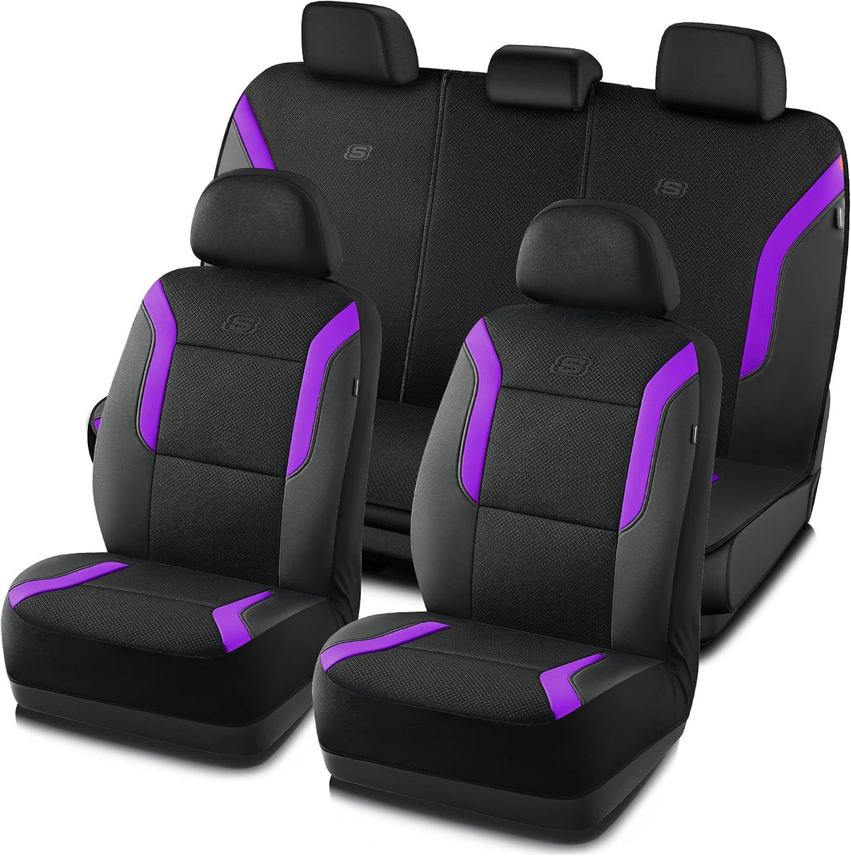 Skechers Memory Foam Car Seat Covers, Air Cool Mesh Thick Seat Covers, Gray Two Front Car Seat Protector, Airbag Compatible, Automotive Comfort & Protection for Most Cars, Van,Trucks, SUV,Grey