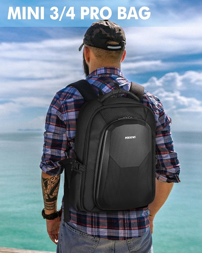PEKREWS Mini 4 Pro Case, Mini 3/4 Pro Waterproof Hard Carrying Case, Large