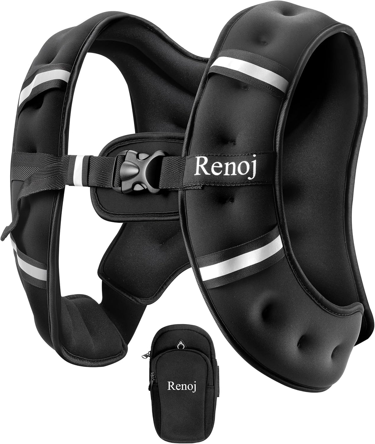 Renoj Weighted Vest - Adjustable Weights for Walking & Training | Reflective Strips & Storage Pocket
