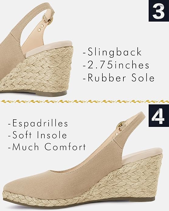 Juliet Holy Womens Wedge Sandals Espadrilles Closed Toe Slingback Buckle Strap Comfortable Casual Summer Wedges Shoes