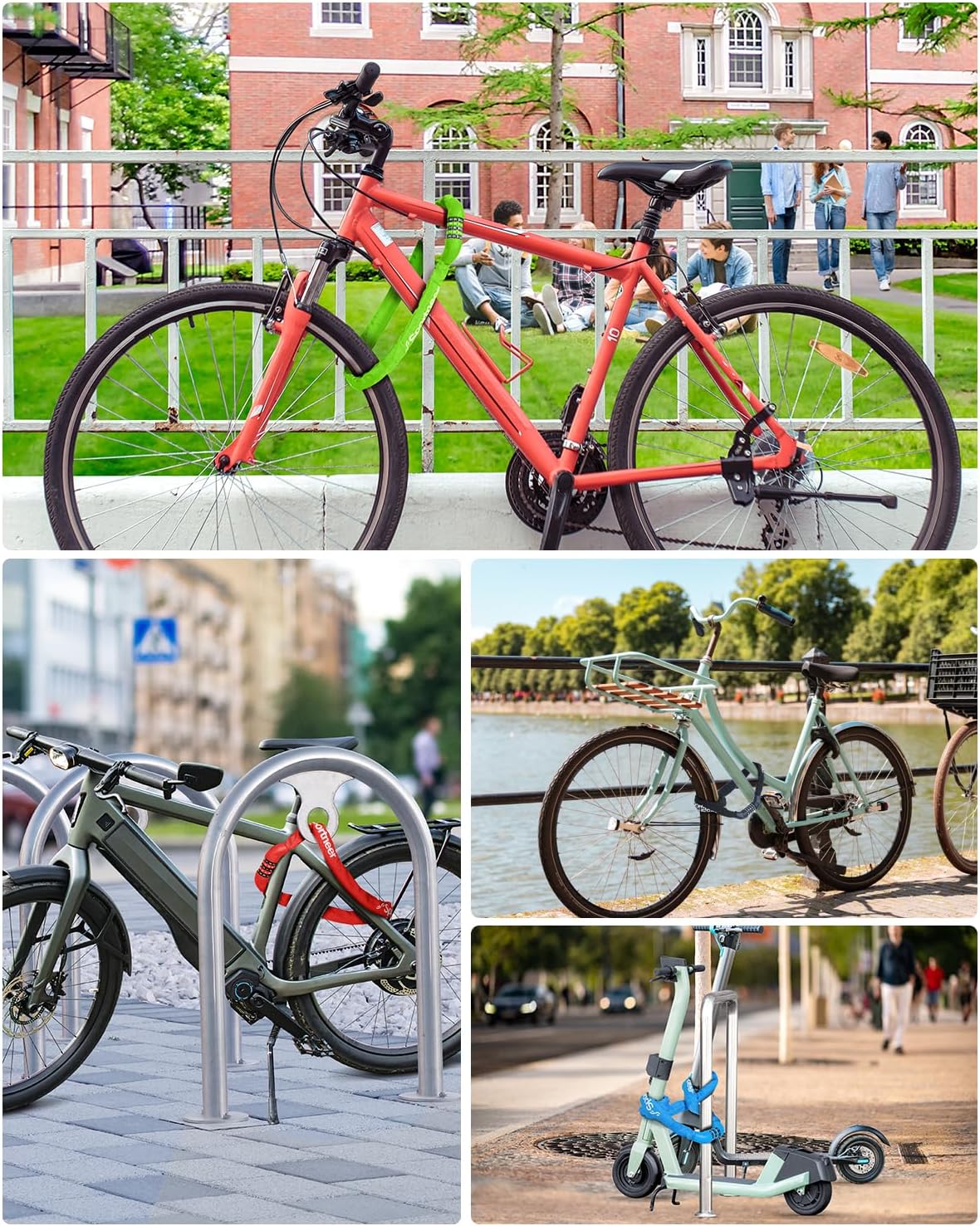 Sportneer Bike Lock - High Security 5-Digit Combination Chain Lock | Heavy Duty Keyless Design - 3.2/3.6/4ft