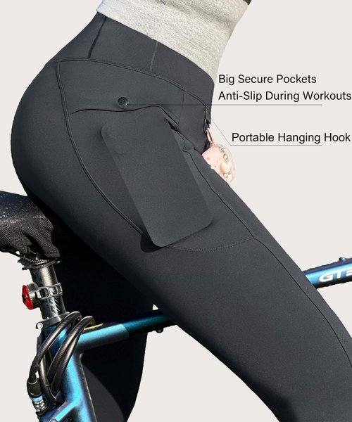 Curvphilo High Waist Leggings with Pockets Tummy Control Workout Butt Lifting Compression Leggings for Women with Hook (US, Alpha, XX-Large, Regular, Regular, 25" Inseam, Black)