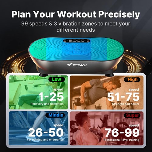 MERACH Vibration Plate Exercise Machine - Full Body Vibrating Platform for Weight Loss & Muscle Activation | LED Touch Screen, Bluetooth