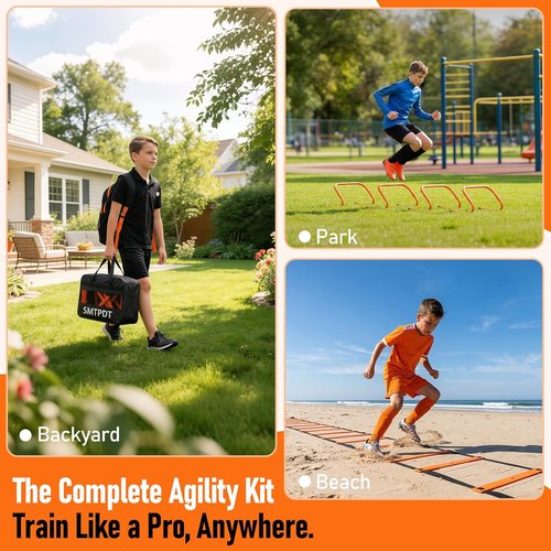 Agility Ladder Set - 20ft Speed Ladder with 5 Hurdles | Enhance Footwork, Speed & Agility for Kids & Adults