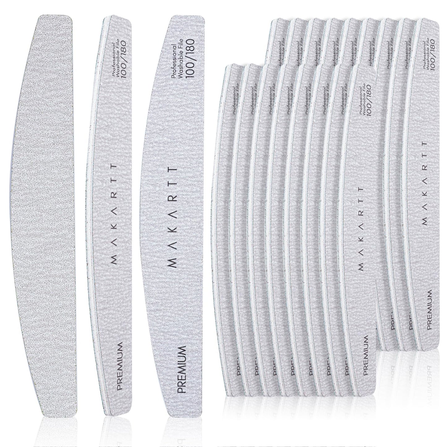 Makartt Nail File, 100/180 Grit 20 Pcs Nail Files For Natural Nails, Professional Strong Emery Boards For Nails Doubled Sides Wa