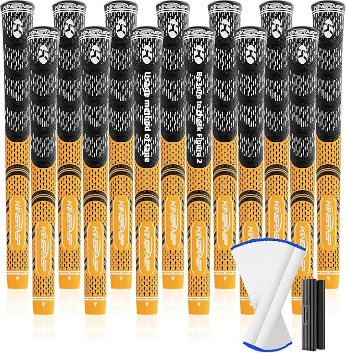 Premium Hybrid Golf Grips (13 Pack) - High Traction Rubber Golf Club Grips with Enhanced Feedback | Includes 13 Grips + 15 Tapes + 1 Rubber Vice | All-in-One Replacement Grip Kit for Golf Clubs