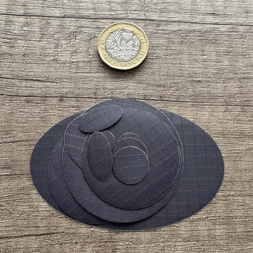 aZengear Repair Patches for Down Jackets - Waterproof Self-Adhesive Nylon Fabric, 11 Pieces, Dark Grey