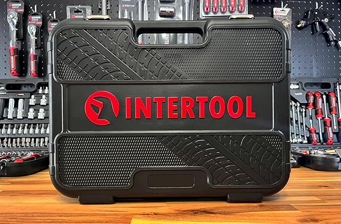 INTERTOOL Metric Socket Set 1/4” & 1/2” Drive 111-Piece 4-32 mm - 3pc Impact Sockets Cr-Mo - Quick Release Ratchets, Extensions, Adapters, Bits, Screwdriver, Hard Case - Tool Gift - ET08-8111