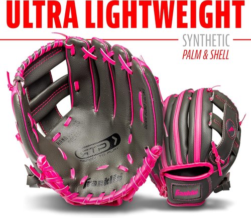 Franklin Sports Kids Baseball Gloves - RTP Youth Teeball Glove & Ball Set | 9.5" Mitt for Boys & Girls