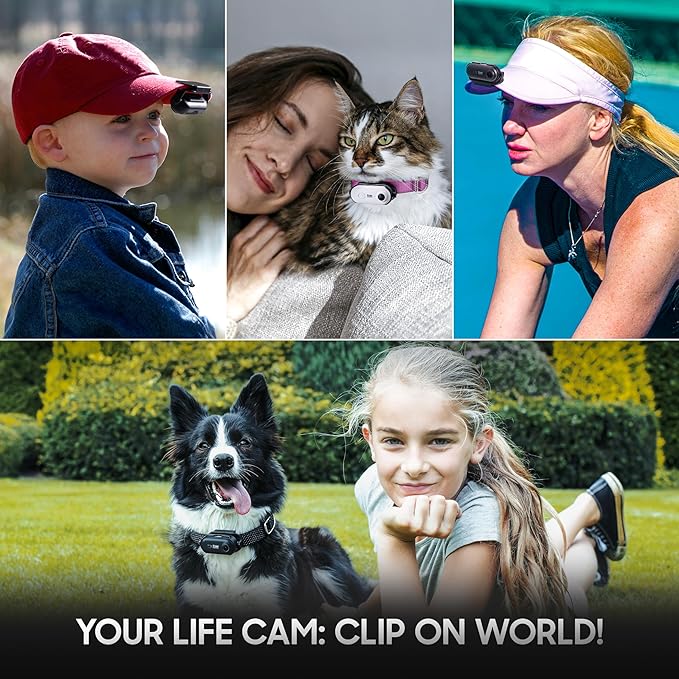 4K UHD Dog& Cat Pet Camera Collar, Video Recorder with Phone App View, Outdoor & Indoor POV Action Cam for Small and Medium-Size Dogs(Black - Pink Waterproof Collar - M, 128g)