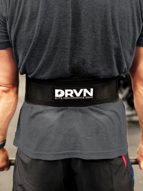 DRVN WOD Belt - Weightlifting Belt, Men/Women Powerlifting Belt with Fully Adjustable Support Strap (Medium)