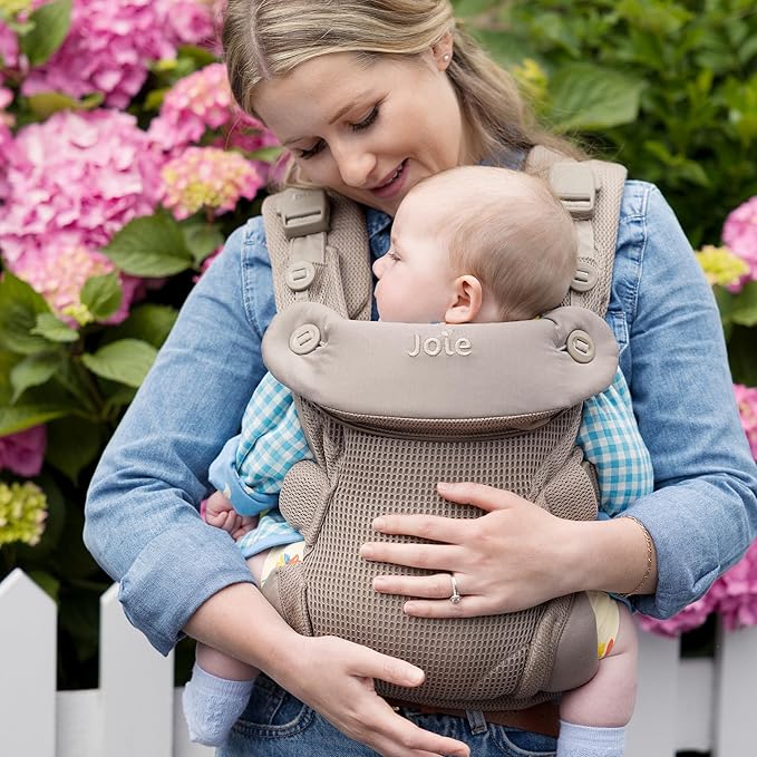 Joie Savvy Air 4-in-1 Mesh Baby Carrier – Breathable, Ergonomic Baby Carrier with 4 Carry Positions, Cooling Mesh Fabric, Padded Straps, and Lumbar Support (Bisque)