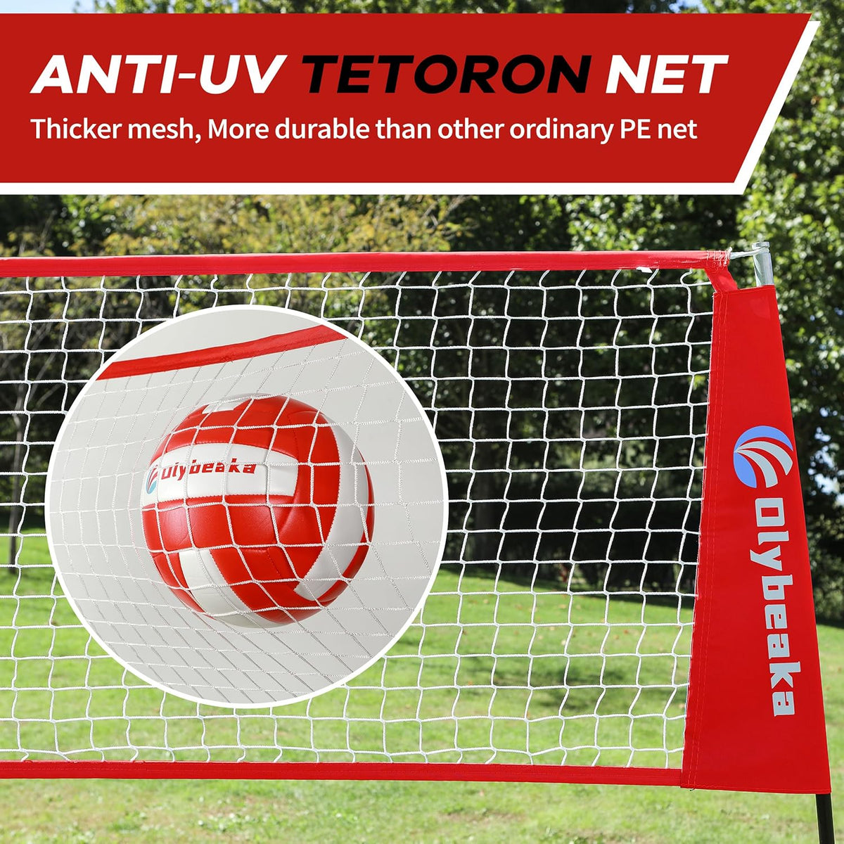 Portable Volleyball Net - 5-Height Adjustable Backyard Set with Widened Base & Carry Bag | 12ft/14ft