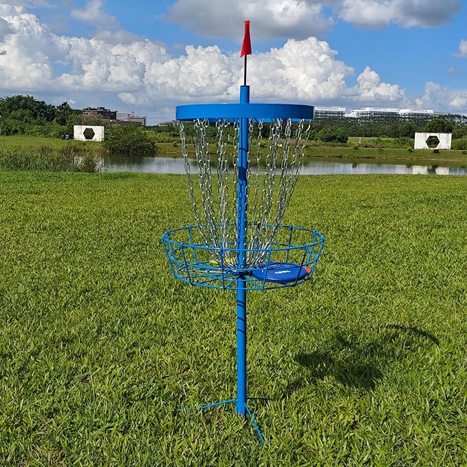 Disc Golf Basket - Portable Disc Golf Target with Heavy Duty 24-Chains Come with 6pcs Disc Golf Discs and Carry Bag, Ground Stake -Suitable for Players of All Levels - Multi Color Available