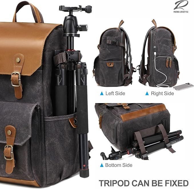 Padwa Lifestyle Gray Black Camera Backpack