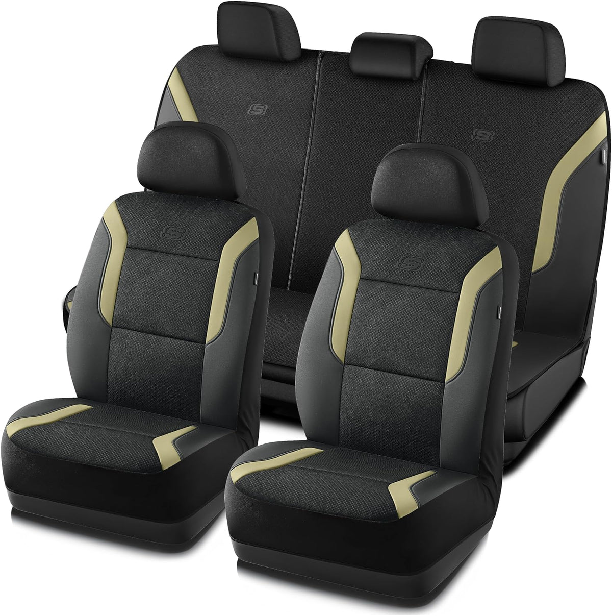 Skechers Memory Foam Car Seat Covers, Air Cool Mesh Thick Seat Covers,Car Seat Covers Front Seats Airbag Compatible, Automotive Comfort Protection for Most Cars,Van,Trucks, SUVs,Green