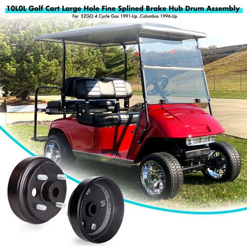 10L0L 21807G1 Golf Cart 1 Inch Large Hole 30 Teeth Spline Brake Drum Assembly for 4 Cycle Gas 1991-Up EZGO TXT, RXV, Marathon, Medalist, Columbia, OEM# 21807-G1, 41843-94 (2 Packs)