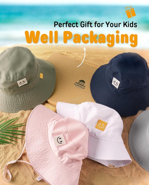 FURTALK Baby Sun Hat - Smile Face Toddler Bucket Hat with UPF 50+ Protection | Ages 0-5 Years