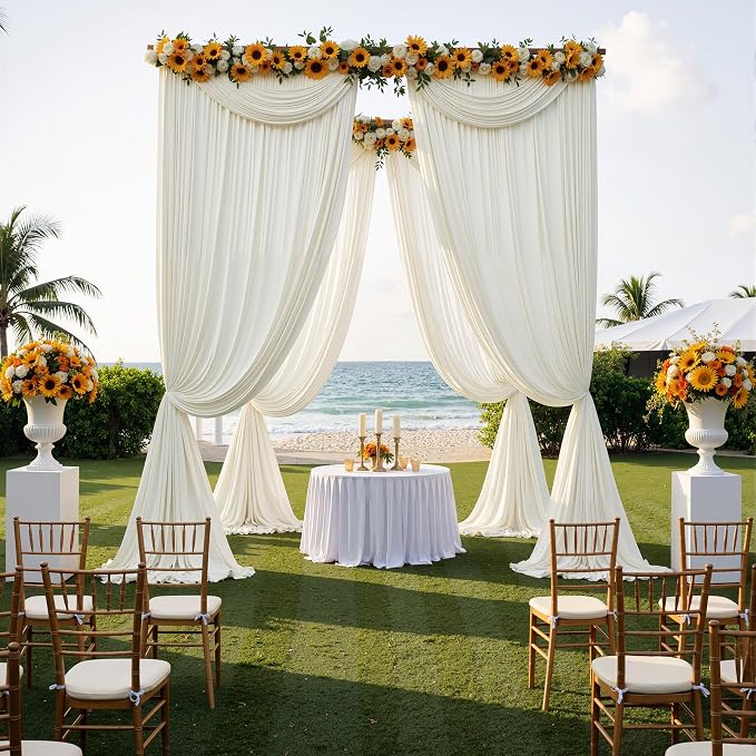 50ft x 15ft Ivory Backdrop Curtains