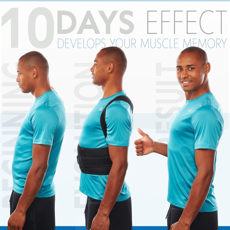 Selbite Posture Corrector for Men and Women - Back Brace for Upper and Lower Body Support - Adjustable Straightener with Pain Relief and Muscle Memory (Medium)