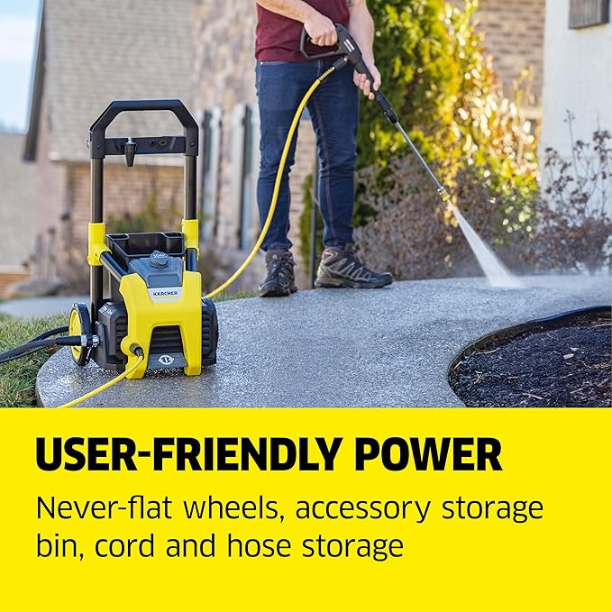 Kärcher Electric Pressure Washer K1800PS, CETA Certified, 3 Spray Nozzles, Detergent Tank, for Cars, Driveways, Siding, Patios, 1.2 GPM