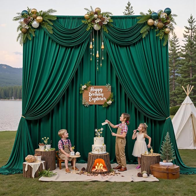 20ft x 15ft Hunter Green Backdrop Curtains