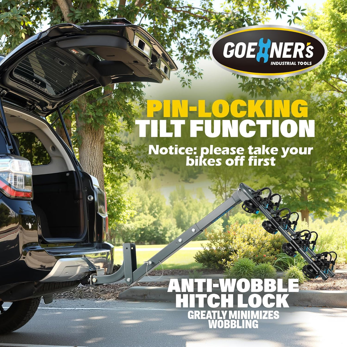 Upgrade 2.0 Hitch Bike Rack - Heavy-Duty Dual Locking Design, 240LBS Capacity | Versatile Hanging Bike Carrier for Car, SUV, Truck & RV with 2” Receiver