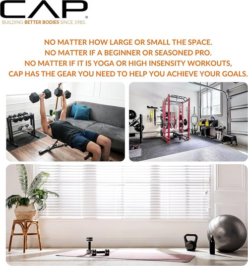 CAP Barbell Rubber Coated Dumbbell Weight Set - Vertical Rack Included | 100 lb, 150 lb, 210 lb Options
