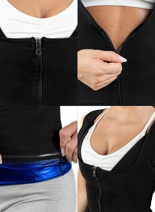 Kewlioo Women's Sauna Suit Vest - Zippered Heat Trapping Polymer Jacket for Gym & Yoga