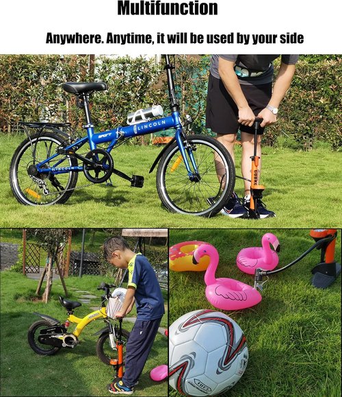 GOBKO Bicycle Floor Pump - High Pressure 160 PSI with Gauge for Presta & Schrader Valves | Portable Air Pump for Bikes & Sports Balls