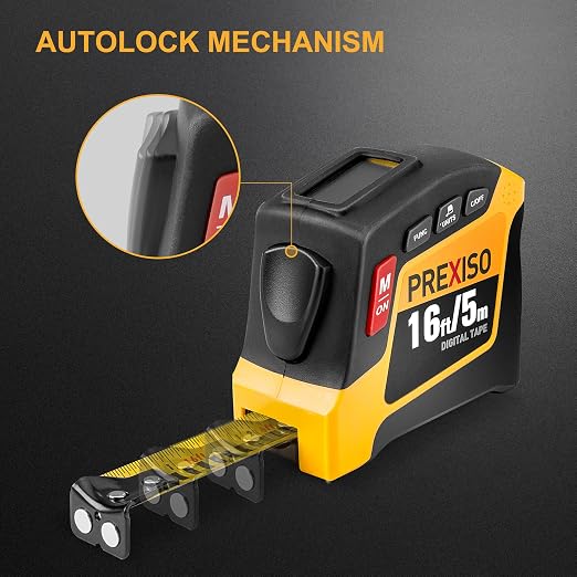 PREXISO 2-in-1 Digital Tape Measure - 16Ft Rechargeable Measuring Tape