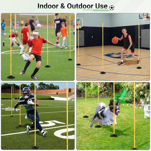 Neoaider 6 FT Agility Poles - Versatile Training Equipment for Soccer, Basketball, Football | 4/6/8/10 Pack with Rubber Bases