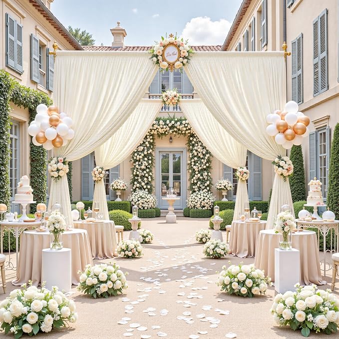 30ftx12ft Wrinkle Free Ivory Backdrop Curtains