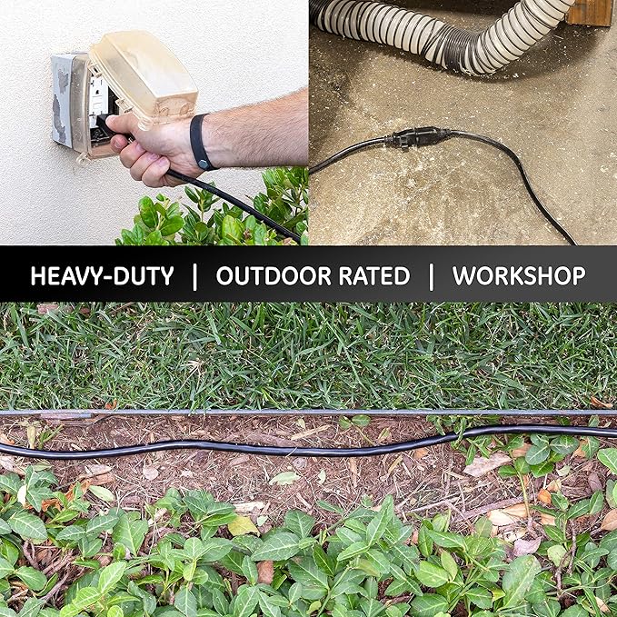 UltraPro Outdoor Extension Cord, 40 Ft, Heavy Duty Extension Cord, ETL Certified 3 Prong 16 AWG 125 VAC Outdoor Multipurpose Long Power Cord, 1 Pack Black, 36826