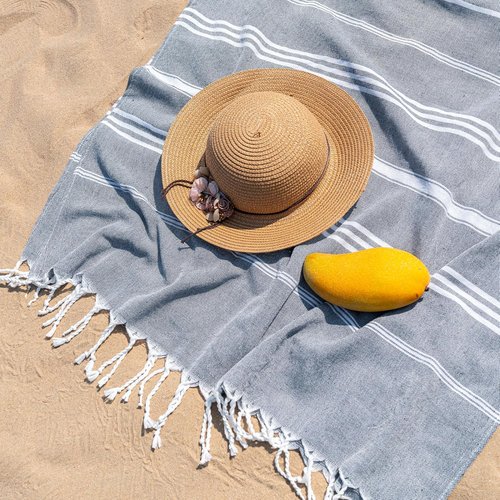 Aegero Turkish Beach Towel - Oversized 36"x71" Quick Dry Sand-Free Lightweight Travel Essential | Yellow