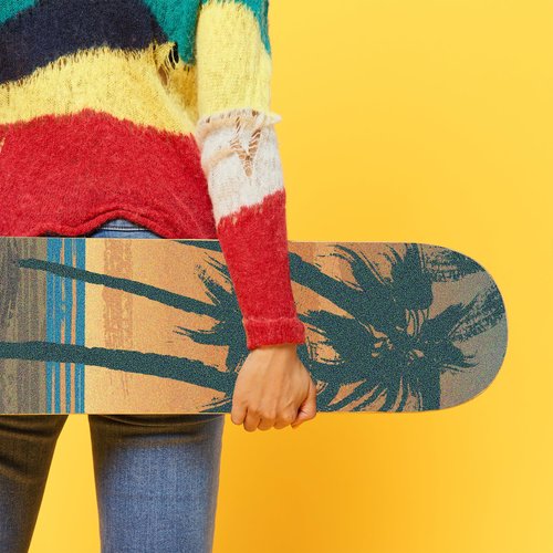 HUSSRITY Beautiful Sunset Beach Longboard Grip Tape 44" x 10" Bubble Free Skateboard Grip Tape Sheet Scooter Grip Tape Easy Apply Grip Tape for Skateboards