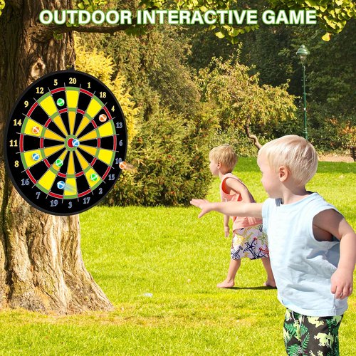 Large Dart Board - Double-Sided Fun for Kids | Indoor/Outdoor Game with Sticky Balls & Darts