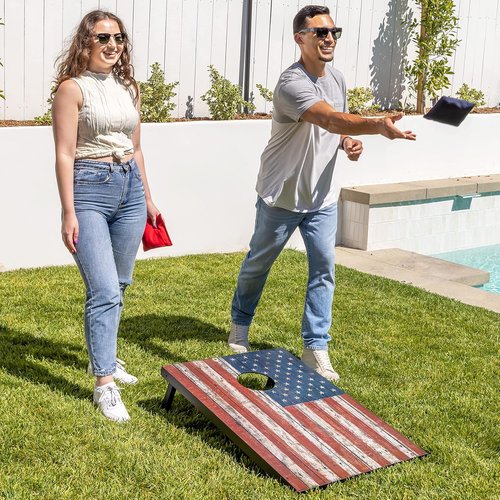 GoSports Portable Cornhole Set - 8 Styles Available | Choose 4x2 ft or 3x2 ft Boards with 8 Bean Bags & Travel Case