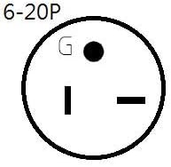 Parkworld NEMA 6-20 Extension Cord 6-20P to 6-20R (T Blade Female Also for 6-15R Adapter) 250V, 20A, 5000W UL Listed (2FT)