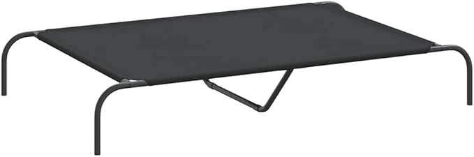 Elevated Dog Bed for Large Breeds, Raised Pet Cot with Breathable Oxford Fabric and Durable Powder-Coated Steel Frame, Indoor Outdoor Cooling Bed for Dogs up to 90 lbs, Black
